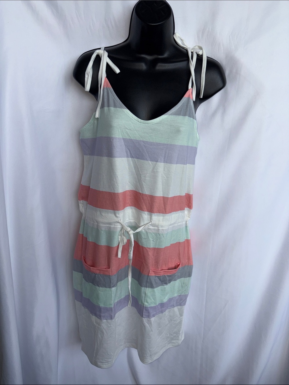 ETCYYNEW Sz S striped drawstring dress, 16” PTP, 34” L